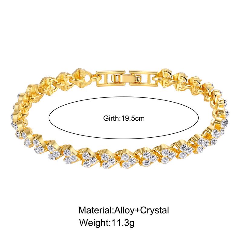 Cross Border Hot Selling Full Diamond Heart Shaped Diamond Roman Bracelet Niche Design Ins Simple Crystal Zircon Bracelet_voghion.com