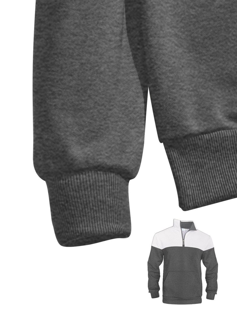 Felpa con cappuccio e zip in maglia a nido d'ape da uomo – Pullover con collo alto e griglia a rombi per esploratori urbani (S-XXXL, 60% poliestere, vestibilità slim, stile retrò)_voghion.com