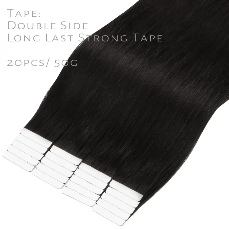 Extensiones de cabello humano 100 % Remy con cinta adhesiva, sin costuras, para mujeres de 40 a 66 cm_voghion.com