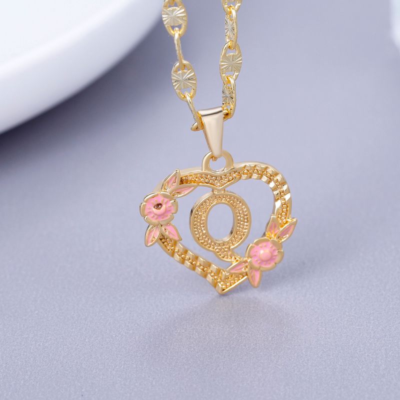 2025 New Arrivals GOLD PLATED CUSTOMIZED HEART FLOWER INITIAL LETTER PENDANT WITH FIGARO CHAIN 24" 4MM Name Necklace Heart Valentines Day_voghion.com
