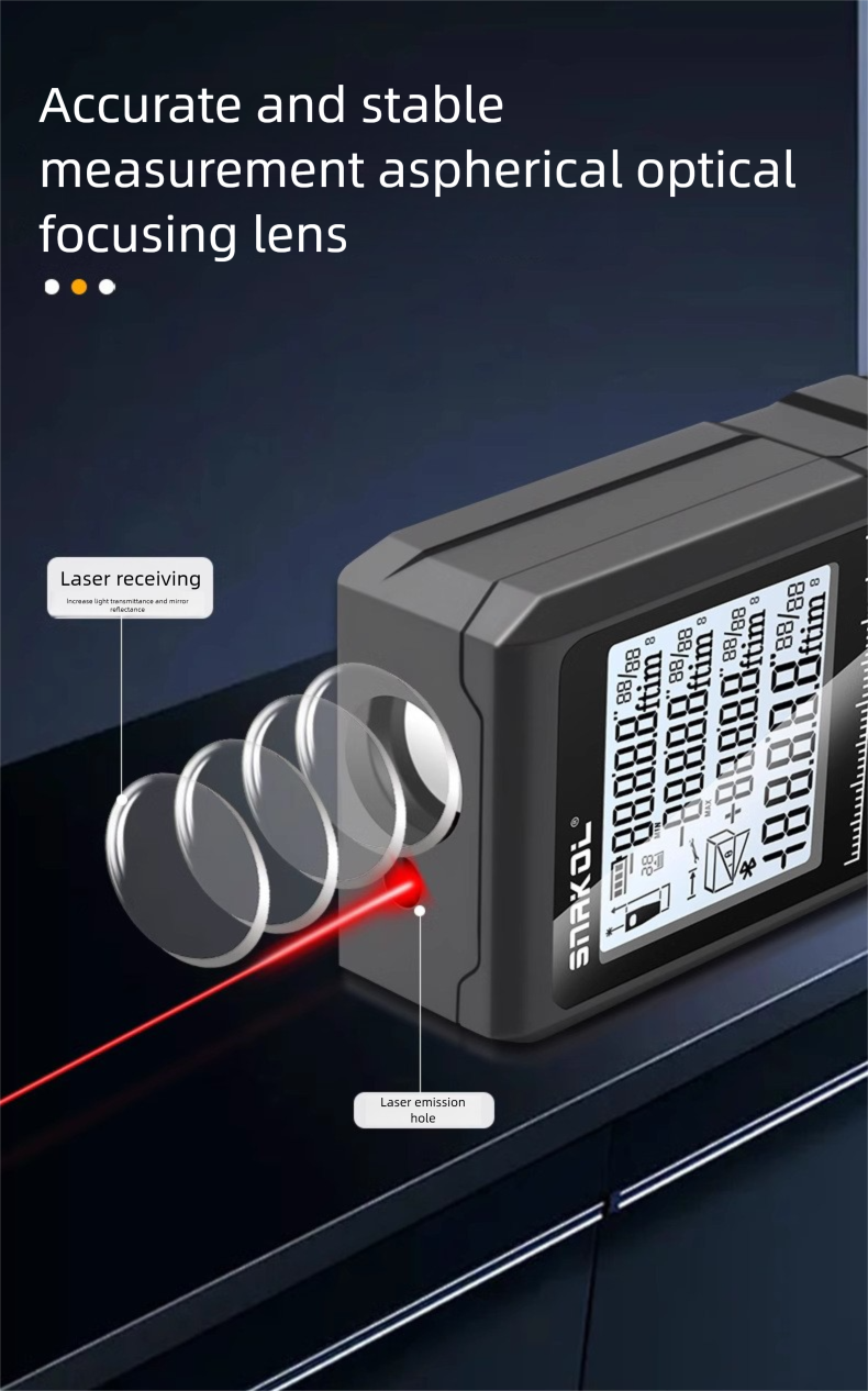 Sneco Handheld Laser Rangefinder High-Precision Electronic Ruler Multiple Measurement Modes 50/70/100/120m_voghion.com