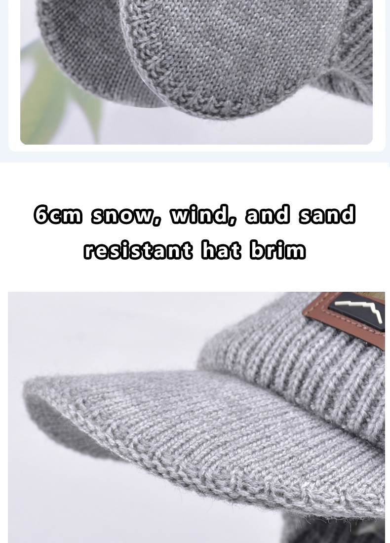 Herren-Skullies-Mützen mit Visier für Wärme, gestrickte Ohrenschützer, dicke, mit Wolle gefütterte Totenkopf-Ski-Baseballmütze, Winter-Outdoor-Reiten_voghion.com