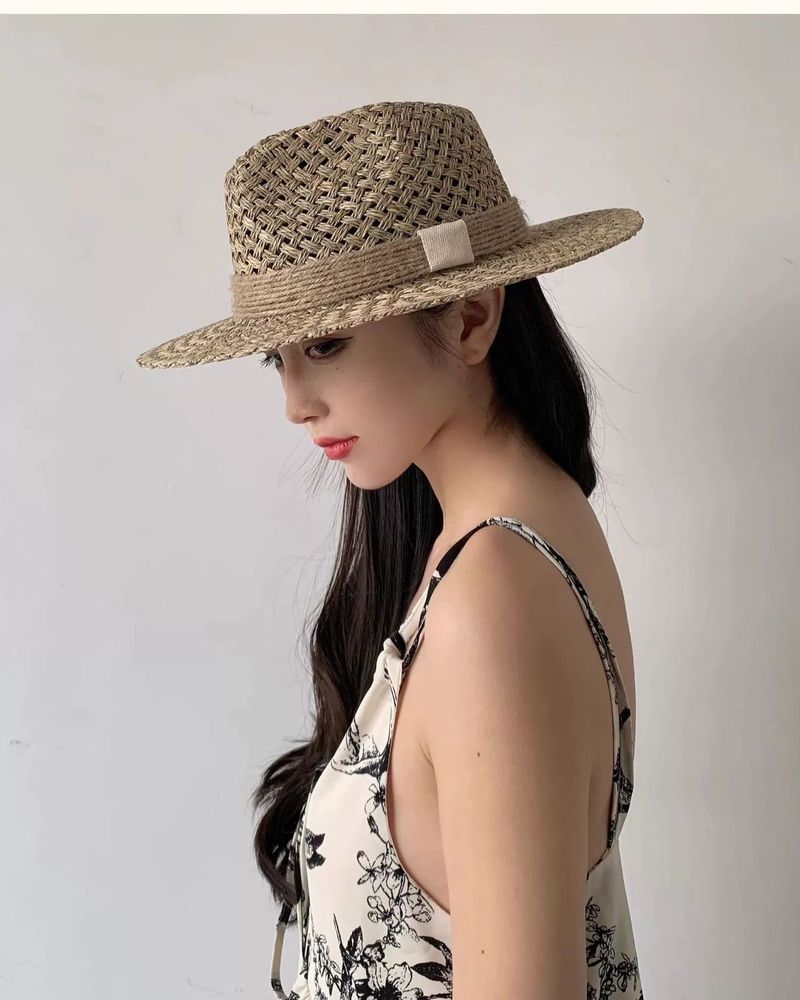 Cappello da spiaggia in paglia Panama Jazz intrecciata in stile francese, per uomo e donna, con parasole estivo_voghion.com