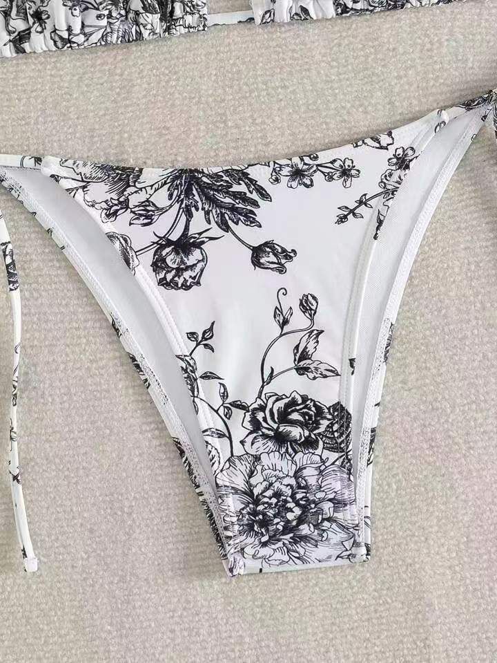 Bikini multicolore con scollo all'americana e stampa a inchiostro sexy da donna_voghion.com
