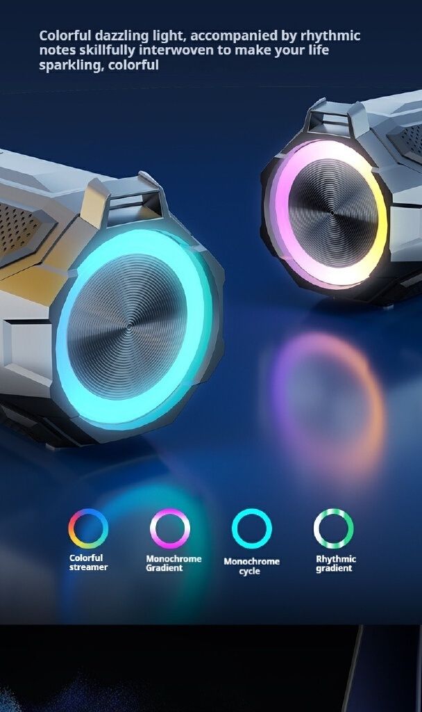 Caisson de basses 30 W, lumière colorée, sans fil, Bluetooth 5.3, son stéréo, portable, fête familiale, karaoké, boombox, étanche_voghion.com