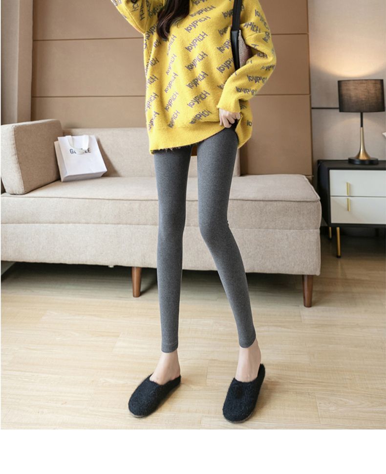 Leggings in cotone a vita alta da donna - Pantaloni termici invernali foderati in pile, vestibilità slim ed elasticizzati per un abbigliamento casual e quotidiano_voghion.com