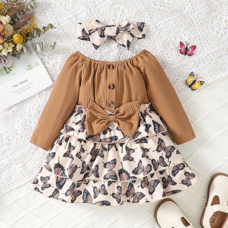 Magliette a righe per bambini, abiti con stampa a farfalla e maniche a palloncino per mamma e bambini_voghion.com