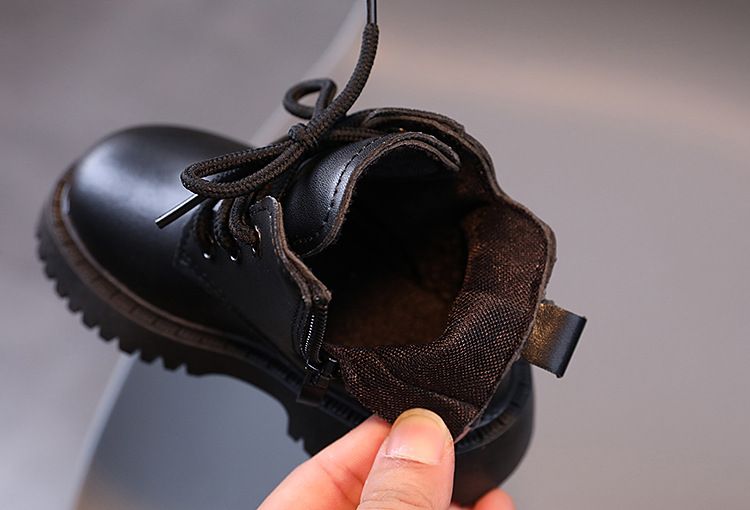 Children's Martin boots 2024 autumn and winter new item, simple boys' short boots, little British style girls' leather_voghion.com