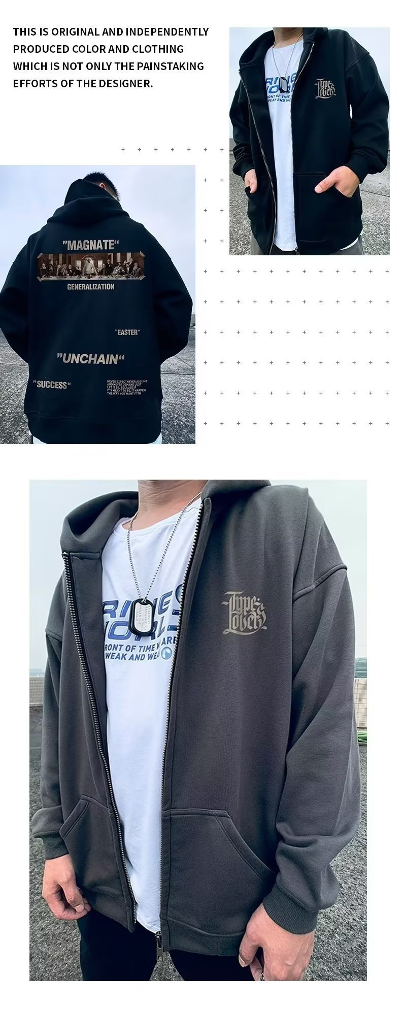 New zippered hoodie men's winter cardigan oversized loose plush and thick hooded jacket 8XL_voghion.com