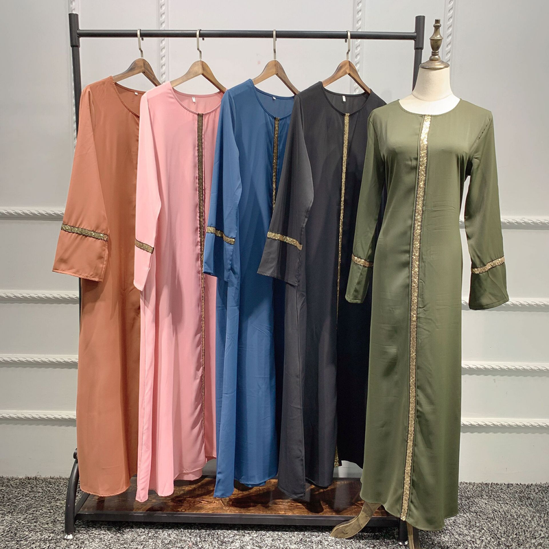 Naisten vaatteet Uusi Malesian muslimi naisten puku paneelit koristeltu paljetteja mekko Muslim abaya_voghion.com