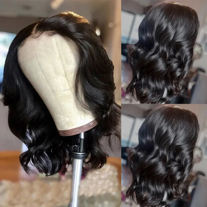 200 Densitet Bob Kropbølge HD Lace Front Ægte Hår Paryk Brasiliansk Remy Transparent Kort Lace Frontal Parykker Kvinder_voghion.com