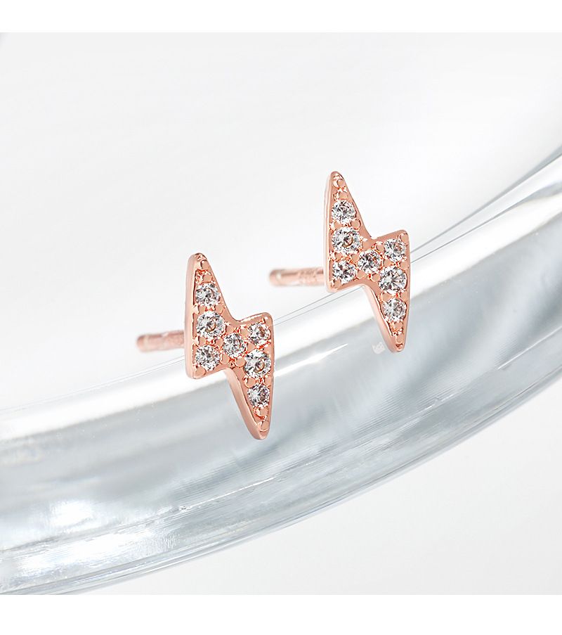 Earrings Versatile Hip Hop Compact Minimal Miniature Zircon Lightning Earrings Gift Jewelry_voghion.com