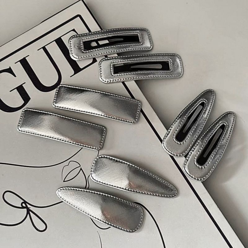 Clip plateado para mujer, flequillo de metal con forma de lágrima, horquilla, accesorio para el cabello_voghion.com