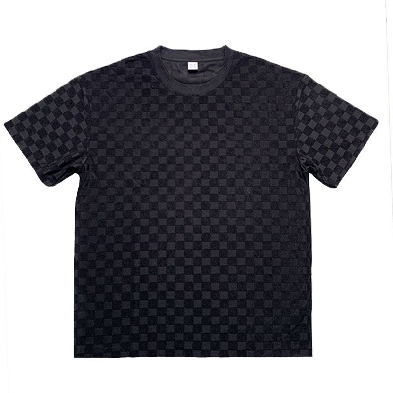 2025 American Oversize Trendy Men's Checkerboard Spring Summer Loose Sports Casual Two-Piece Set_voghion.com