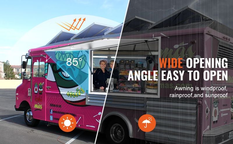 VEVOR Concession Window 36"x36", Aluminum Alloy Food Truck Service Window With Awning Door & Drag Hook, Up To 85 Degrees Stand Serving Window For Food Trucks Concession Trailers, Glass Not Included_voghion.com