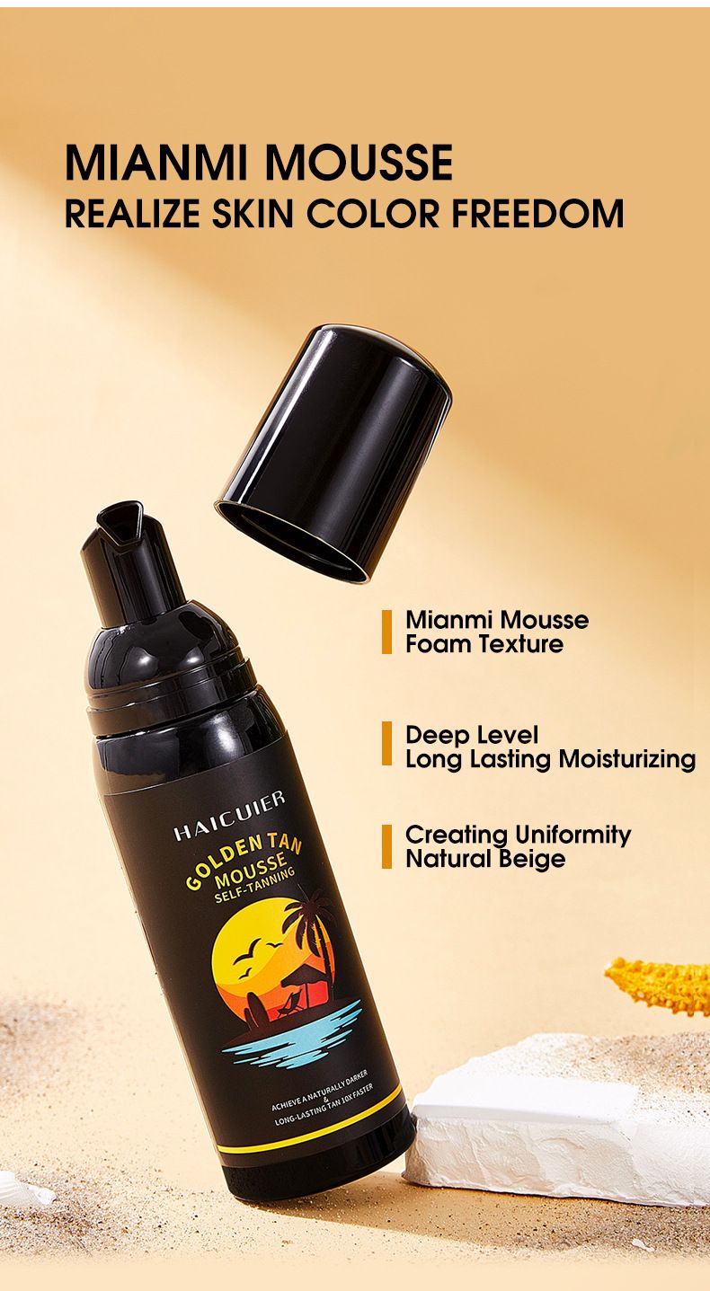 Cross Border Haicuier Gold Tanning Mousse Body Moisturizing Bronze Wheat Color Sunless Sunbathing Tanning Lotion_voghion.com