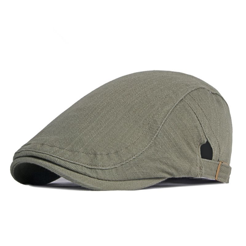 Noutăți ȘAPCĂ PLATĂ Beretă de vară pentru bărbați, bumbac, bej, stil britanic, șapcă plată solidă, reglabilă, 55-60 cm, negru, verde militar, gri_voghion.com