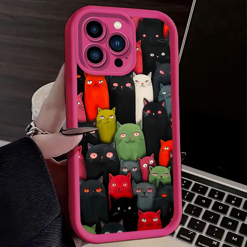Funda de teléfono divertida con diseño de gato del infierno y terror para iPhone 16, 15, 14, 13, 12, 11 Pro Max, X, XS, X, S Max, XR, SE 2020, 7, 8 Plus, a prueba de golpes, de silicona_voghion.com