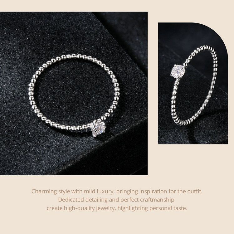 Bamoer U Anello giornaliero con perline di moissanite impilabili, colore D, VVS1, diamante da laboratorio, per donna, regalo originale di San Valentino._voghion.com