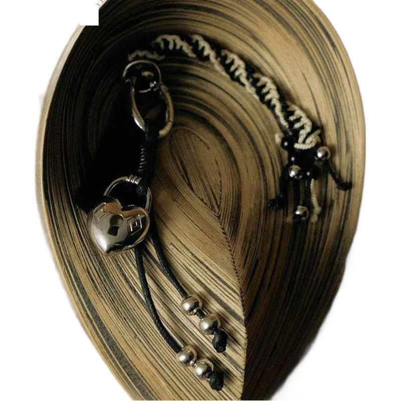 Heart-Shaped Openwork Keyring Women's Pendant Phone Accessory Braided Lanyard Bag Decoration_voghion.com