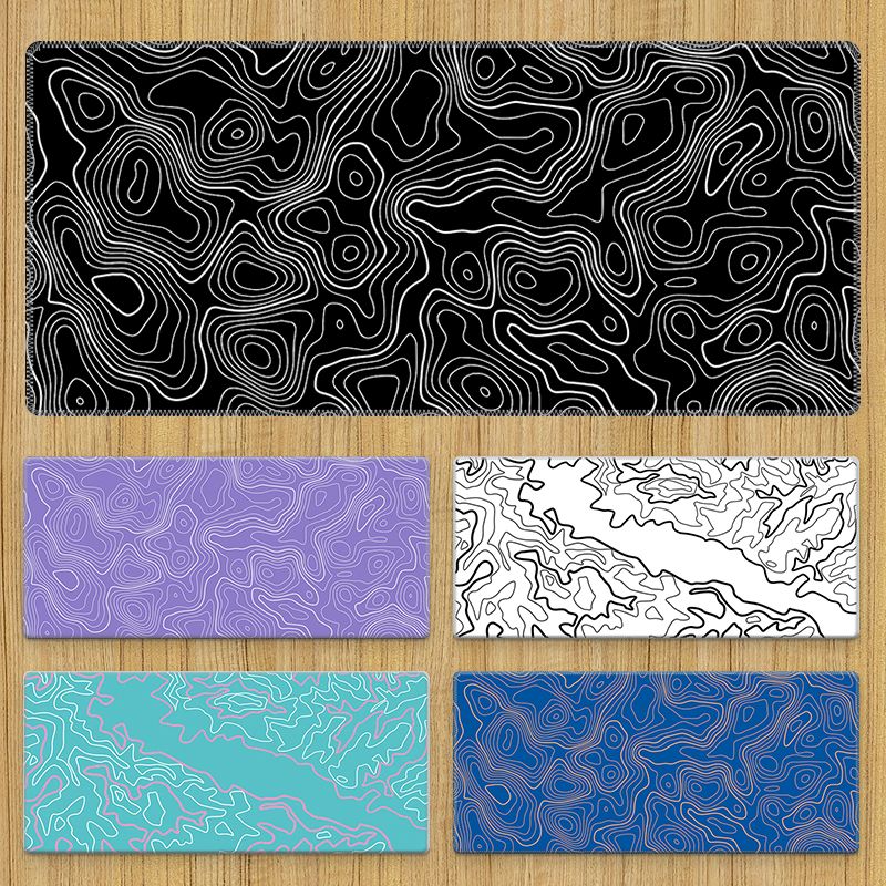 Tapis de souris surdimensionné pour jeux de sport électronique, tapis de souris de qualité imbattable, topographie, lignes, terrain en désordre, pour hommes_voghion.com