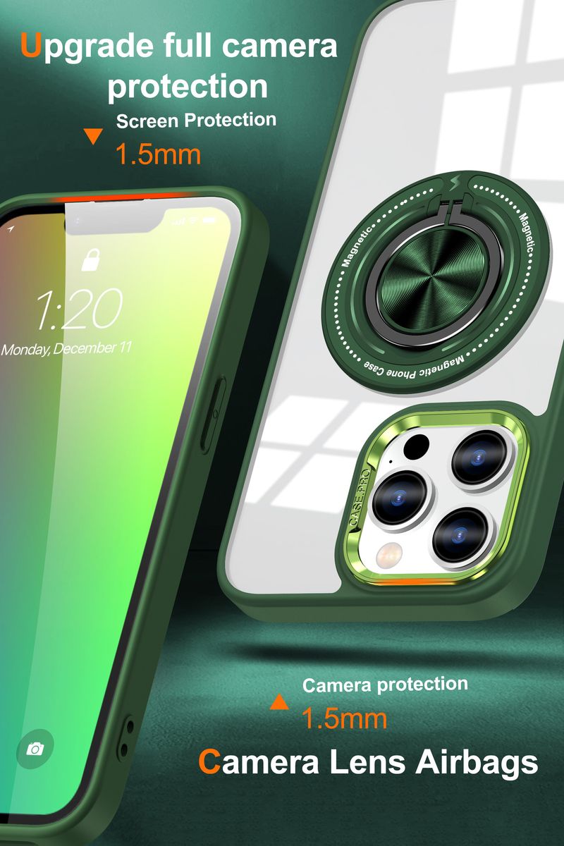 Phone Case & Covers Applicable 15Pro Mobile Phone Case Transparent Ring Car Invisible Bracket Magnetic Suction Protective Cover_voghion.com