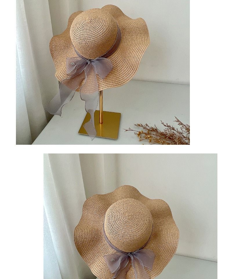 Summer large brimmed straw women's foldable beach UV resistant hat, sun protection hat_voghion.com