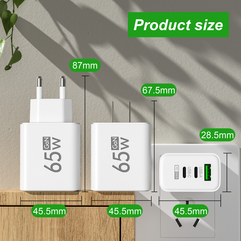 PD 65W USB C tip C punjač Quick Charge 3.0 4.0 QC3.0 QC4.0 Zidni brzi punjač za telefon adapter za napajanje za iPhone punjač_voghion.com
