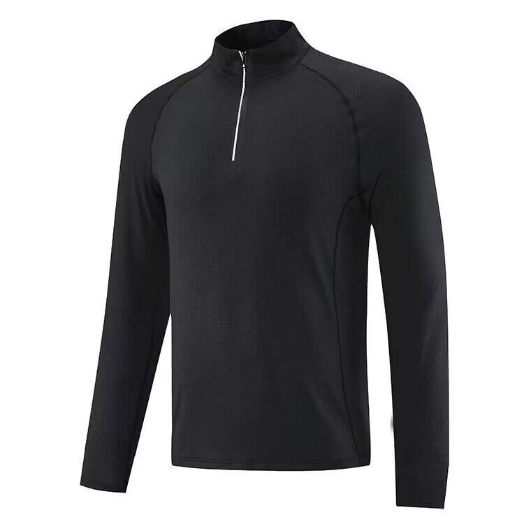 Men's Clothing Quick-Drying Clothes Long Sleeve Half Zip Training Suit Marathon Running Fitness Sports Tops_voghion.com