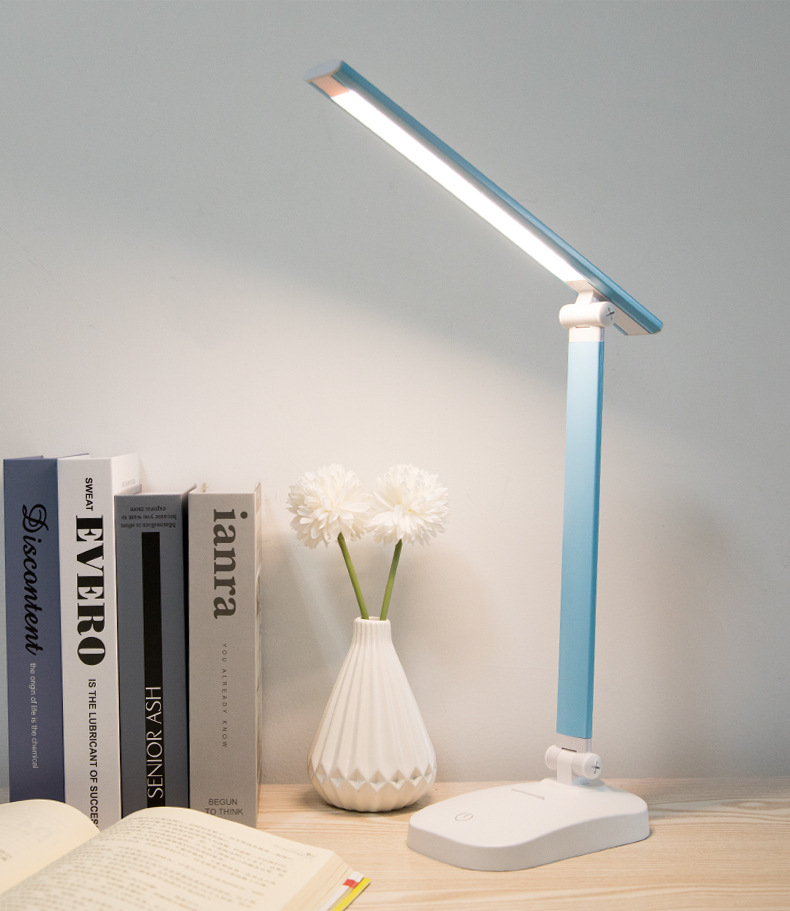 Lampe de bureau pliable à LED pour protection des yeux, chargement USB, gradation tactile, lampe de bureau pour dortoir d'étudiants, lampe de chevet pour chambre à coucher_voghion.com