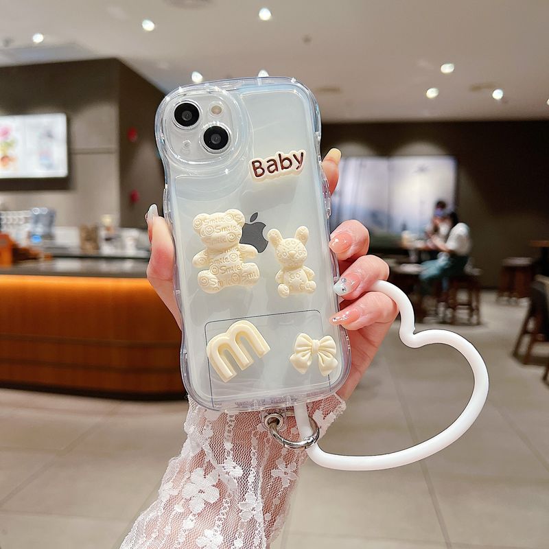 Applicable to Huawei Honor 80 wave air cushion BABY bear phone case P60PRO Bubble Drop-resistant rabbit love bracelet_voghion.com
