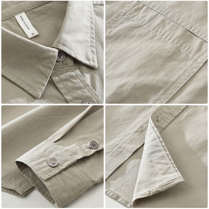 Nuova camicia da lavoro a maniche lunghe per uomo, alla moda e versatile, top ampio e casual._voghion.com
