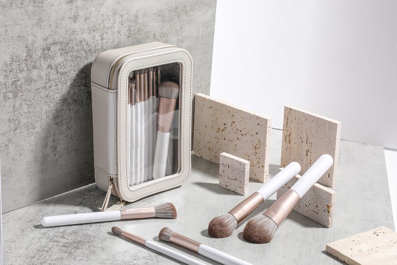 18-teiliges Make-up-Pinsel-Set, perlweiß, Beauty-Tools, High-End-Make-up-Pinsel aus superweichem Haar, schnelltrocknend_voghion.com