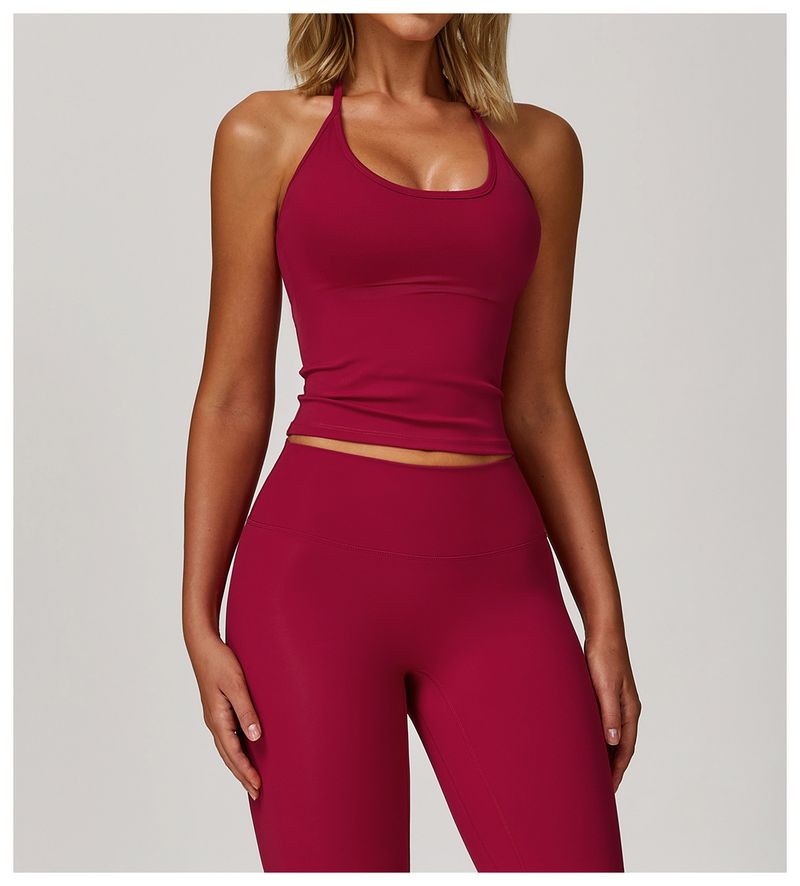 Damen-Yoga-Sport-BH mit integrierten Polstern, verstellbarem, überkreuztem Rückengurt, atmungsaktivem, schnell trocknendem Workout-Tanktop für Fitness_voghion.com