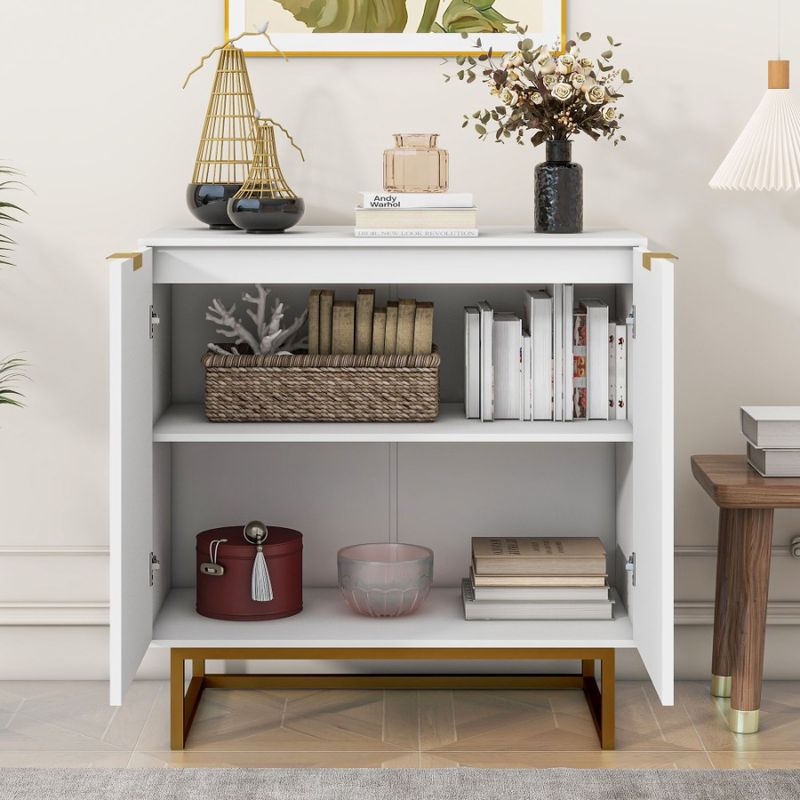 And With Storage Sideboard Buffet 2 Doors With Buffe Storage Modern Cabinet Buffet Kitchen Cabinet White Gold Cabinet Sideboard_voghion.com