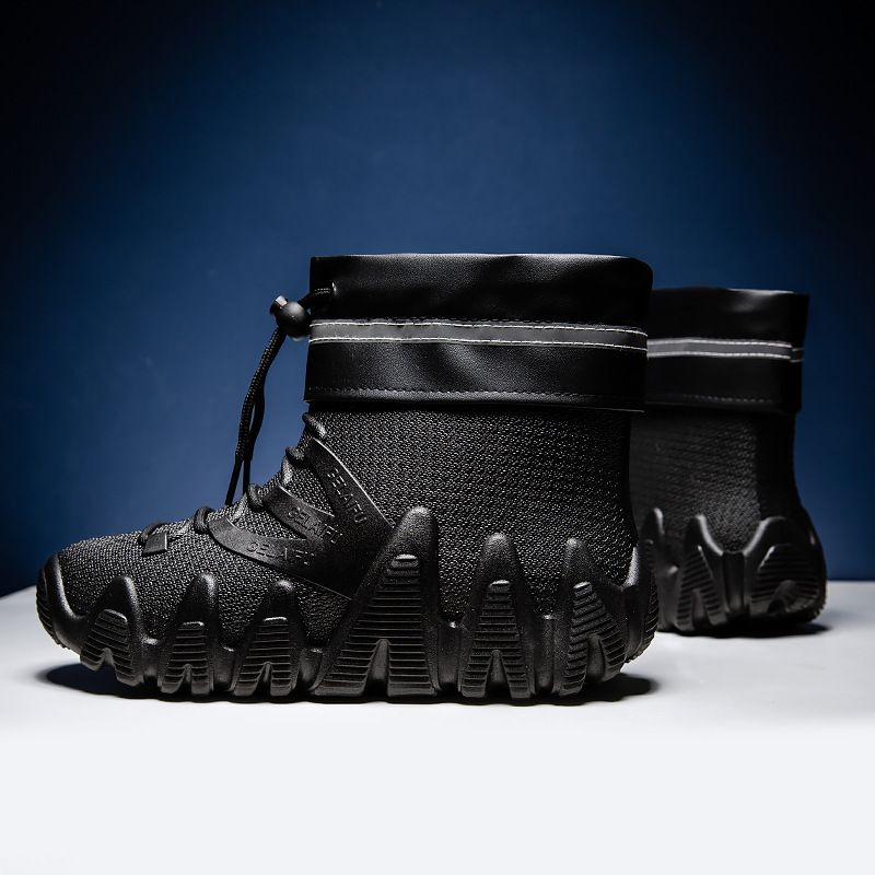 PVC Waterproof Men's Mid-Cut Snow Boots Thickened Sole Non-Slip Fashion Casual Fleece-Lined Warm Dual-Use Work Rubber_voghion.com