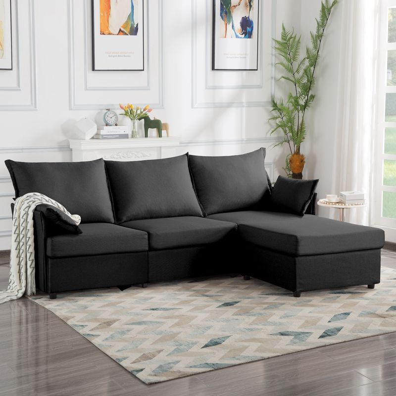 93.7' Sectional Sofa With Ottoman_voghion.com