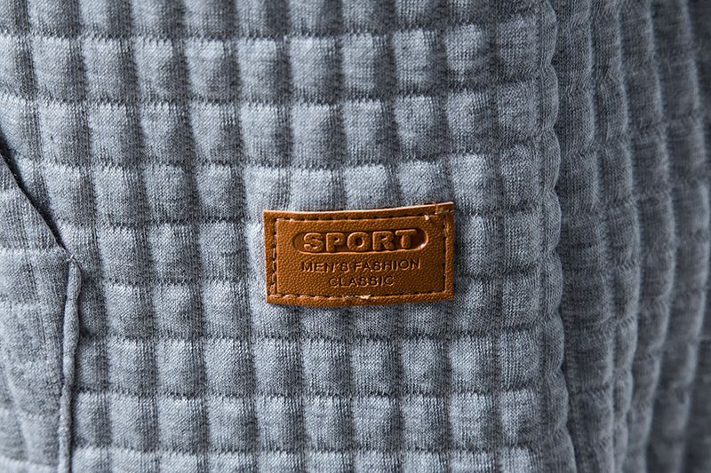 Felpa casual da uomo, taglia europea, in tessuto di cotone trapuntato a quadri, con cappuccio, in jacquard._voghion.com