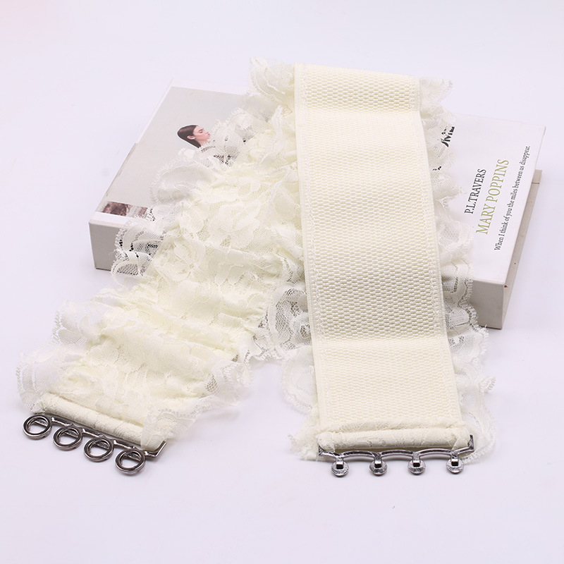 Plus Size Lace Waist Belt Wide Women's Korean Edition Extended Fat Sweet Elastic Decoration Waist Cover Chiffon Skirt Strap Trendy Women_voghion.com