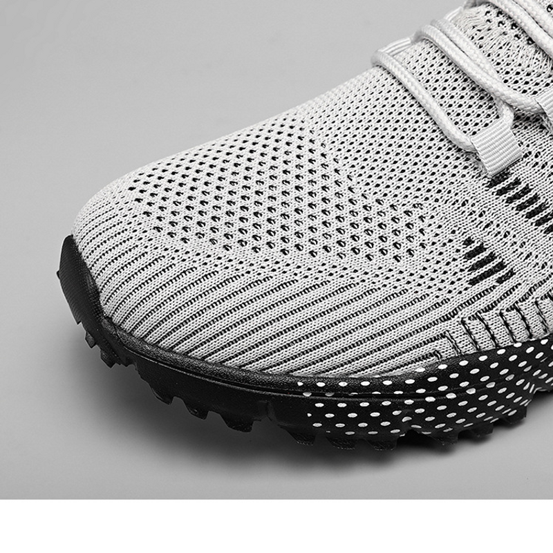 Scarpe da corsa da uomo in tessuto volante traspirante slip-on con suola spessa, semplici, in tinta unita, con rete pigra_voghion.com