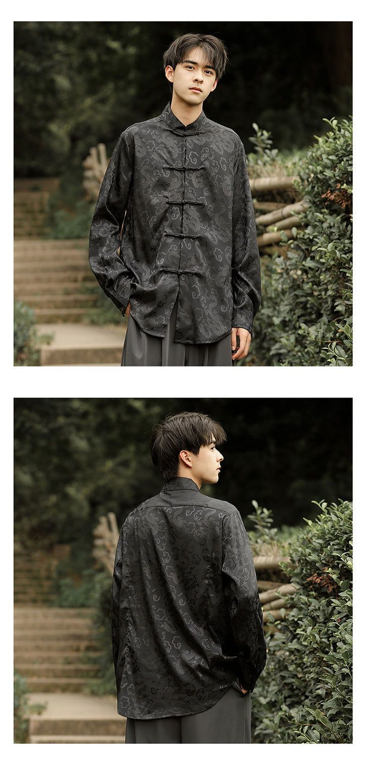 Tang seide hemd in große größe, lose Chinesischen stil stehkragen langarm hemd, frühling und sommer neue stil,_voghion.com