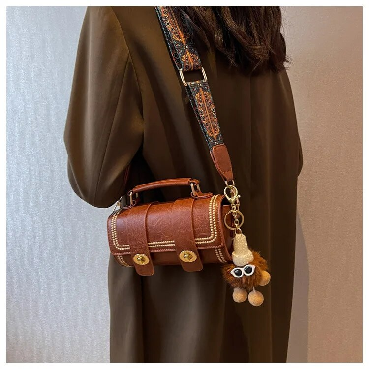 Mini Rtro Fmal Bags PU Lathr Fashion Cross Body Handbags With Advancd Sns Singl Shouldr Portabl Cylindr_voghion.com