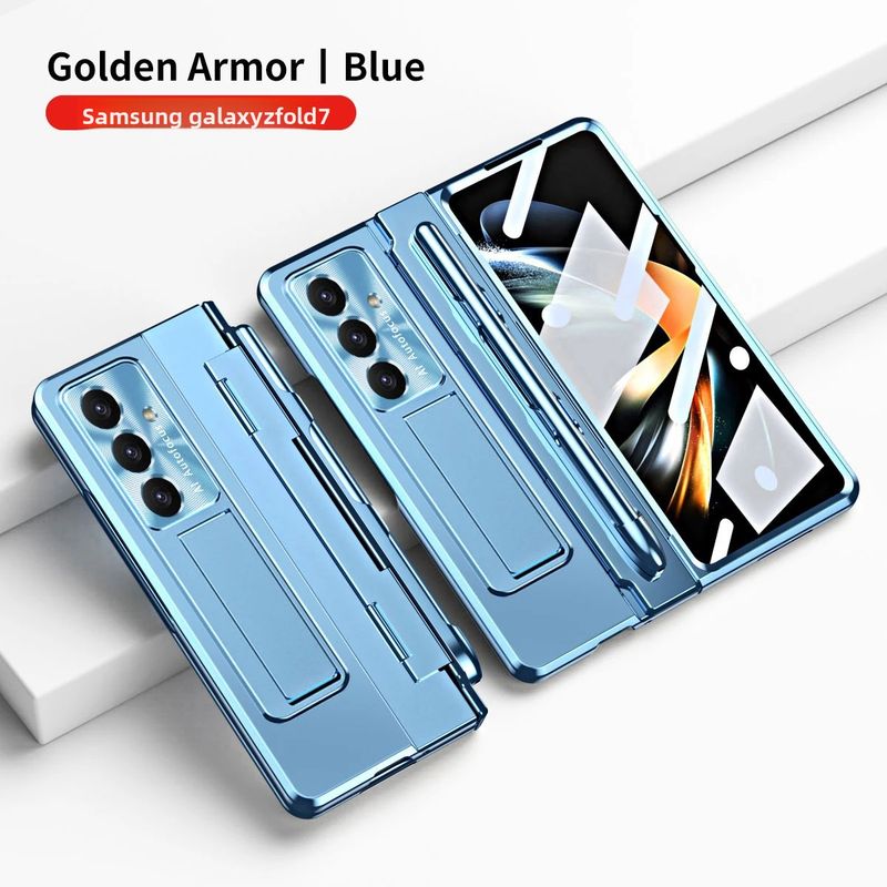 Capa de celular fosca de metal de alta qualidade para Samsung Galaxy Z Fold 7 6 5 com caneta de toque e película de tela articulada_voghion.com