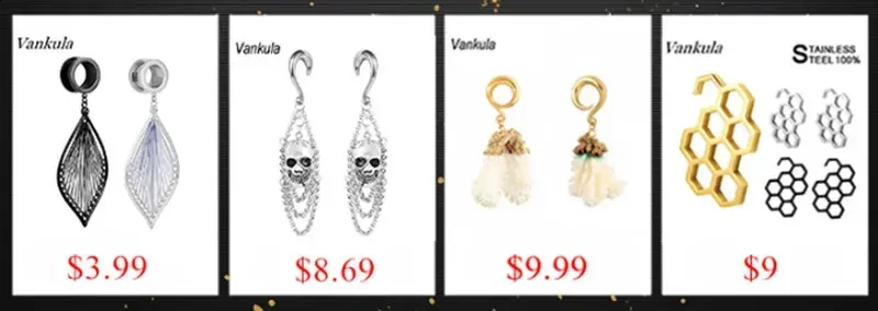 Vankula 2 pezzi dilatatori per le orecchie in acciaio inossidabile 316L, cerchietti per piercing, pesi per gioielli per il corpo in carne 241217_voghion.com