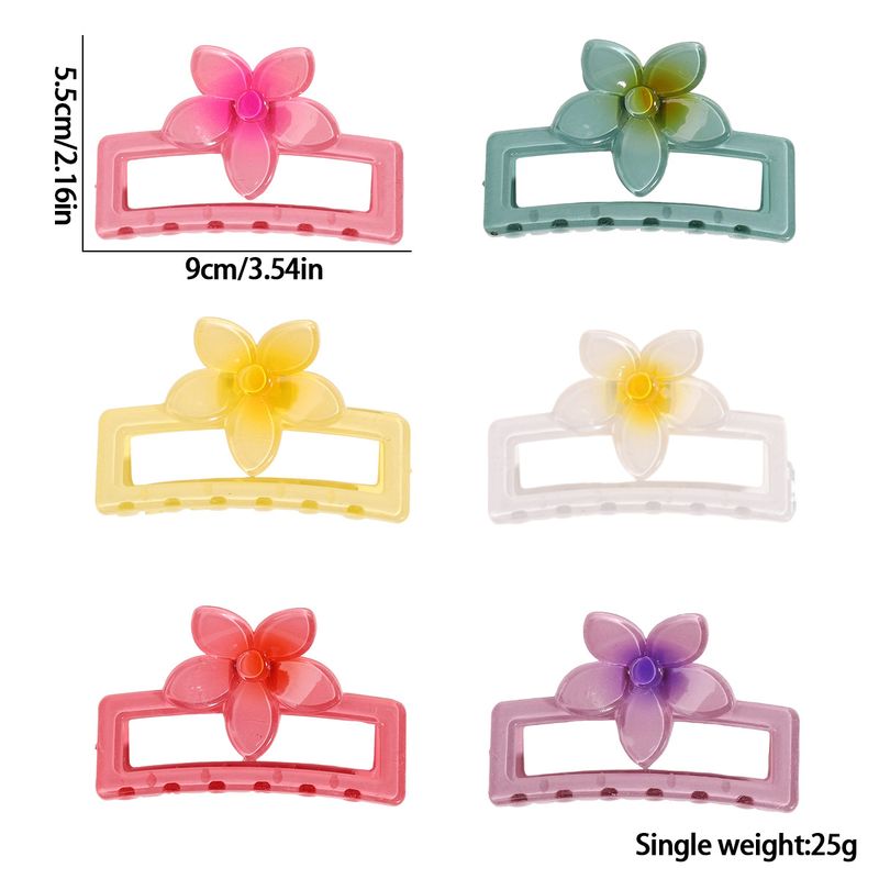 New Hollow Square Flower Clip Jelly Color Gradient Sweet And Fresh Back Of The Head Bun Large Shark Clip_voghion.com
