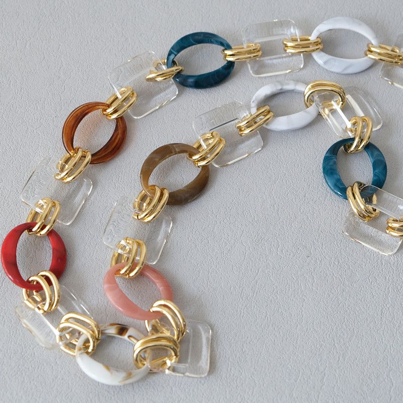 Mode Damen dicken Schultergurt Tasche Zubehör rot gemischt Gold Harz Acryl Handykette_voghion.com