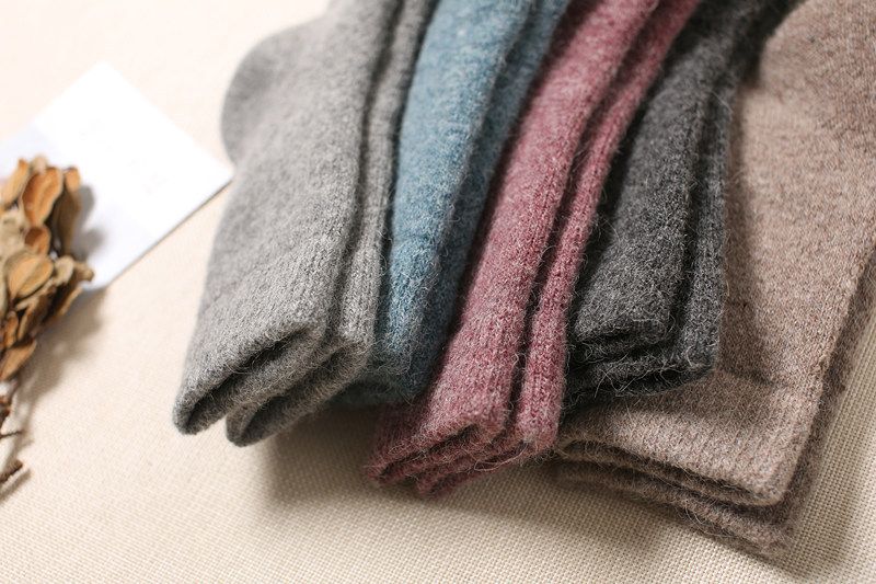 Șosete de lână Șosete de damă cu tub mediu, cu buclă caldă din fleece extra gros Șosete de lână extra groase din bumbac pentru bărbați_voghion.com