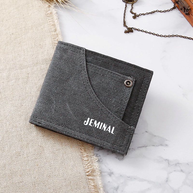 Korean Style Canvas Simple Ultra-thin Youth Student Vertical Sports Men's Short Cloth Wallet Personality Trend_voghion.com