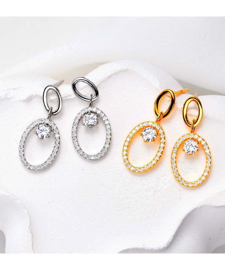 Tiqi Korean Version Simple S Pure Silver Geometric Double Ring With Feminine Temperament, Light Luxury Inlaid Zircon_voghion.com