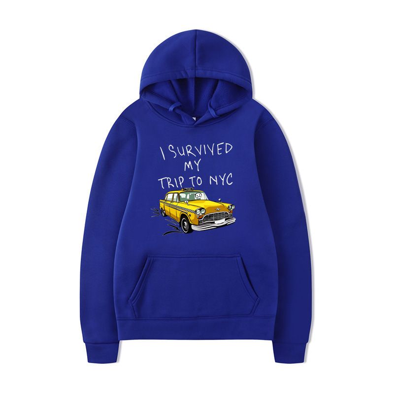 Felpa con cappuccio unisex con stampa di lettere divertenti con omino di carta alla guida e fuga, autunno inverno_voghion.com